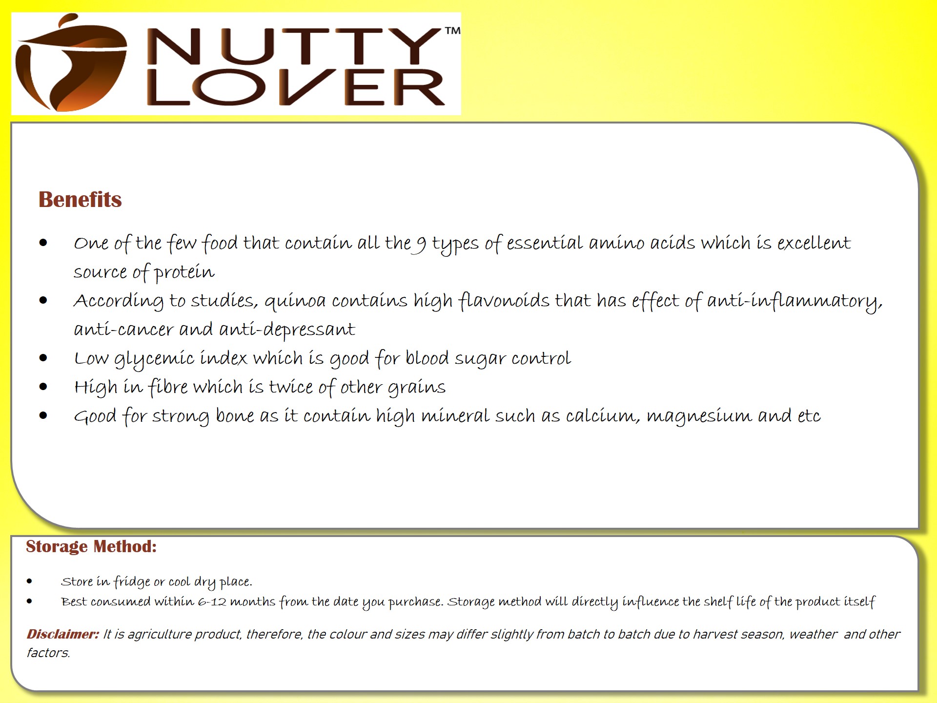 500Gram Organic White Quinoa Peru - Nutty Lover